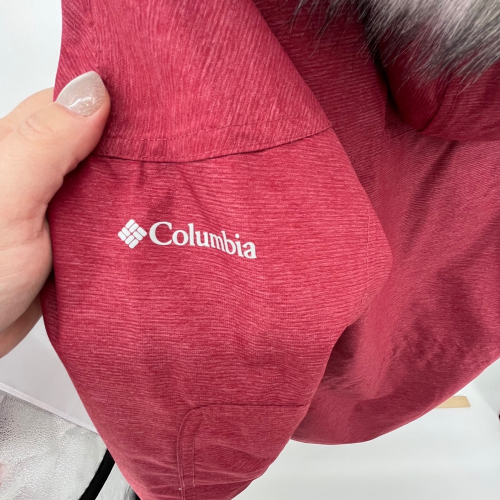 Columbia Interchange Women's Red Insulated Hooded Winter Jacket Size L - Picture 3 of 6